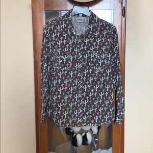 Cactus Print Pearl Snap Shirt